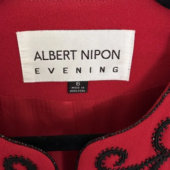 Albert Nipon Evening Red Embellished Jacket – Size 6 - FREE SHIPPING! - Picture 4 of 7